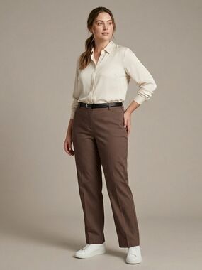 Reitmans Encote Classic Straight-Leg Women's Pants in Brown Size 16+